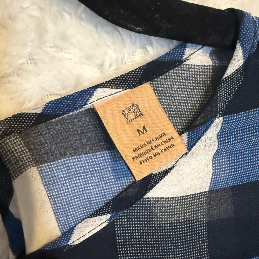 Scotch & Soda Navy and White Plaid Blouse. Size medium. So runway! Absolutely 🔥 - Picture 4 of 10